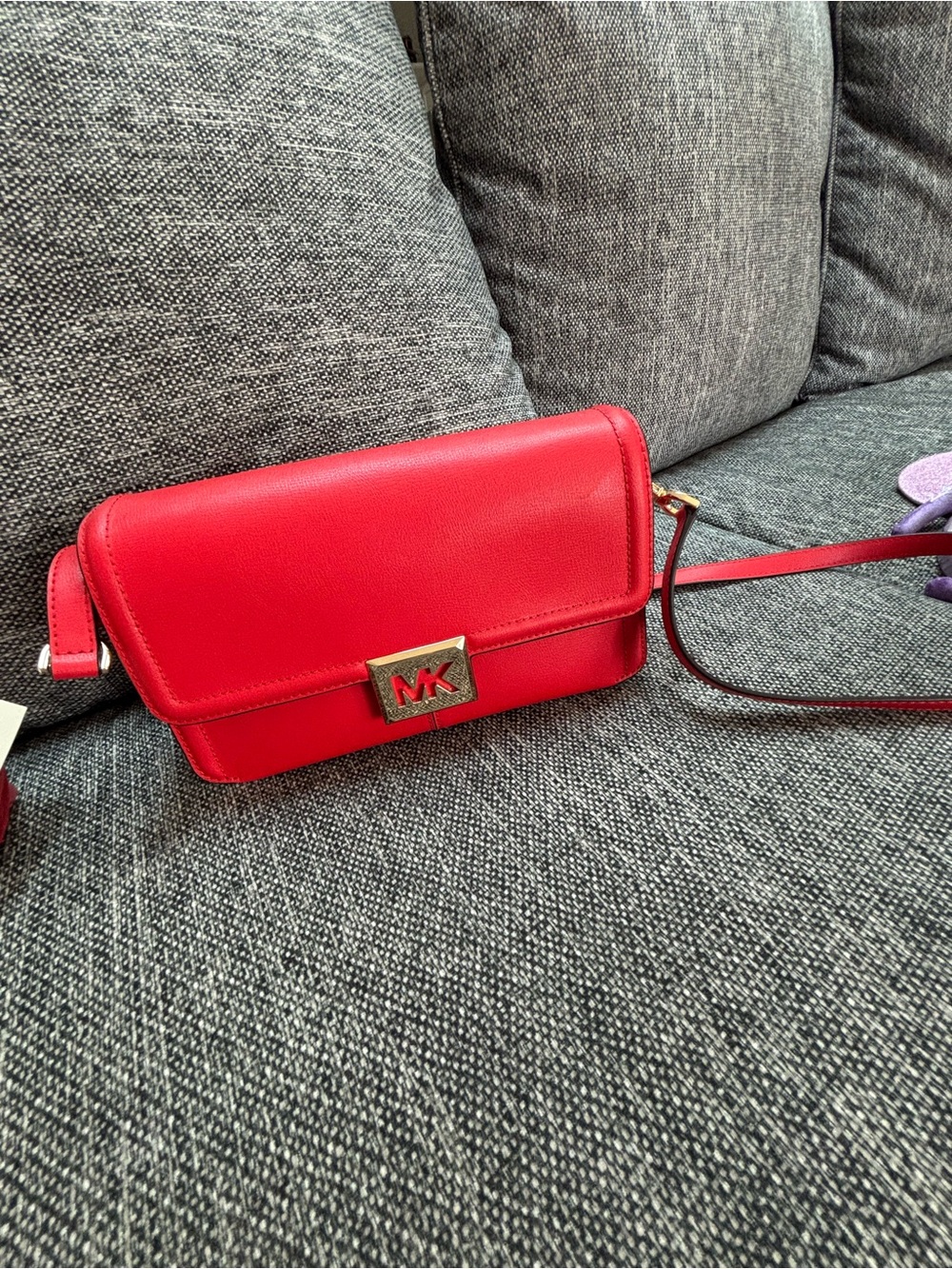Michael Kors Red Leather Chain Shoulder Bag